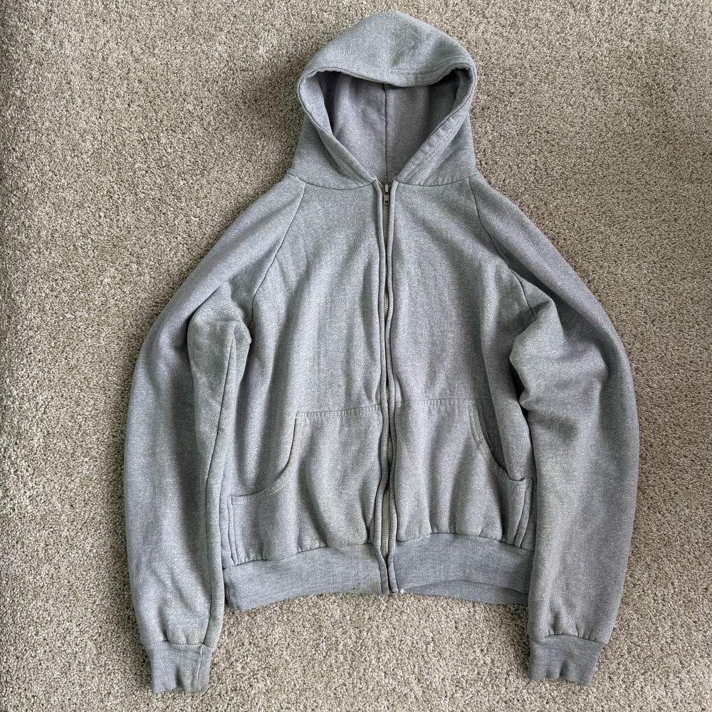 Vintage Generation One Hoodie Mens Large Gray Thermal Lined Zip Knit Sweatshirt